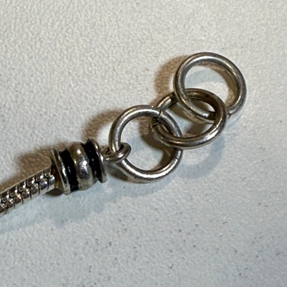 Charm Bracelet Silver Tone with Blue Beads and Heart Detail Jewelry Woman - Picture 3 of 6